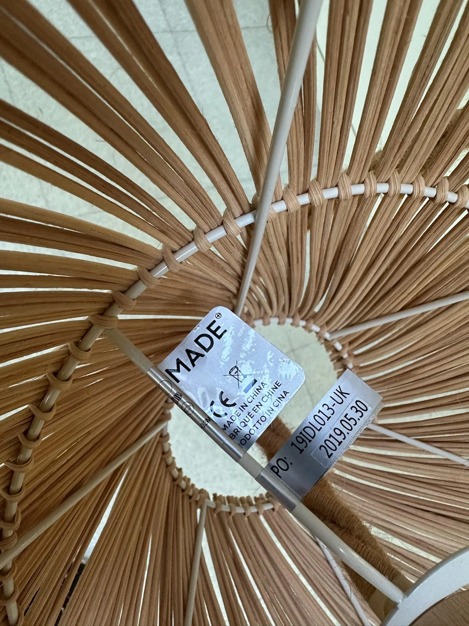 70s style natural rattan 'Java' lamp shade from MADE. - Image 3