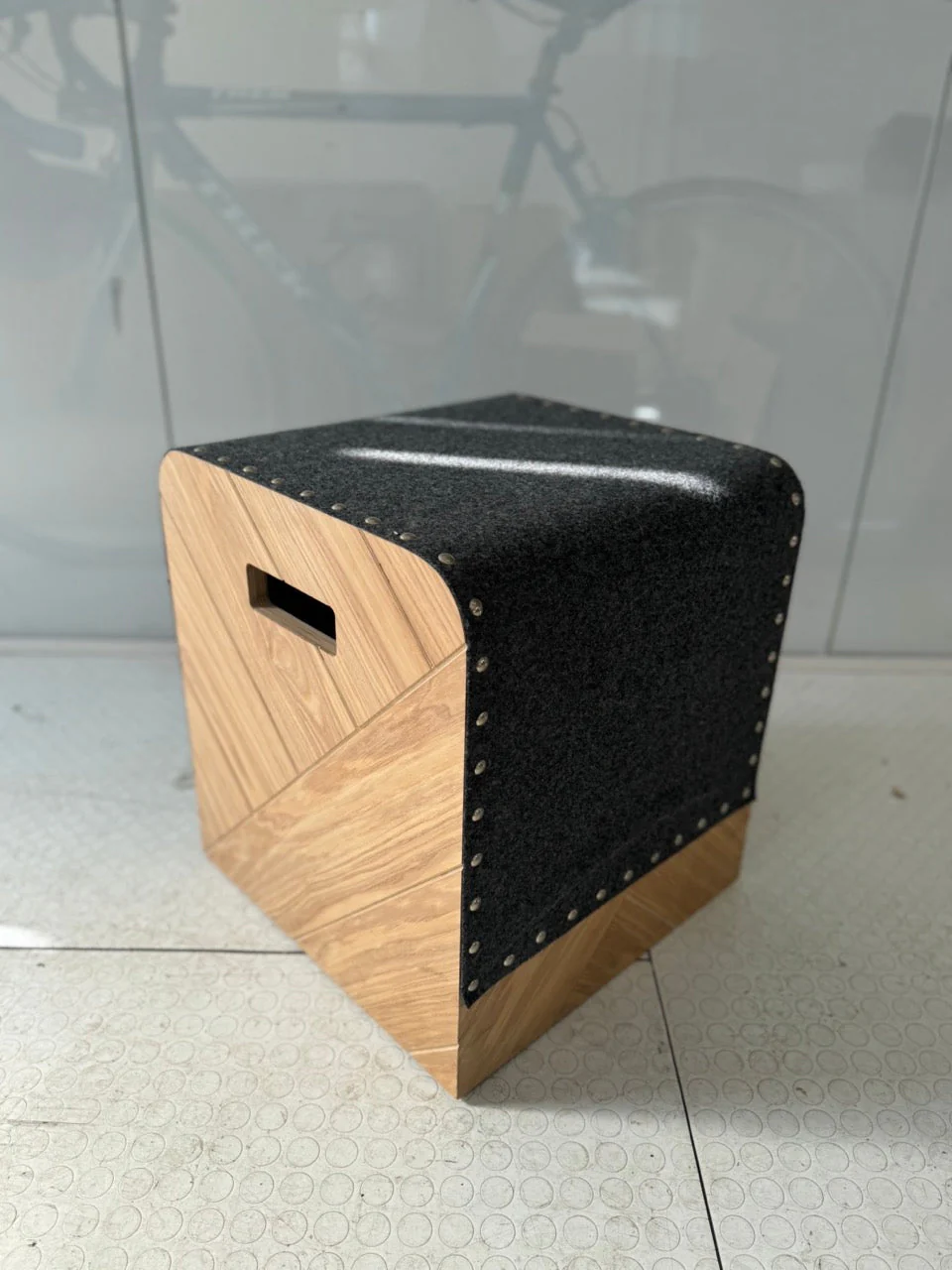 Wooden bespoke stools with stud detail - Image 15