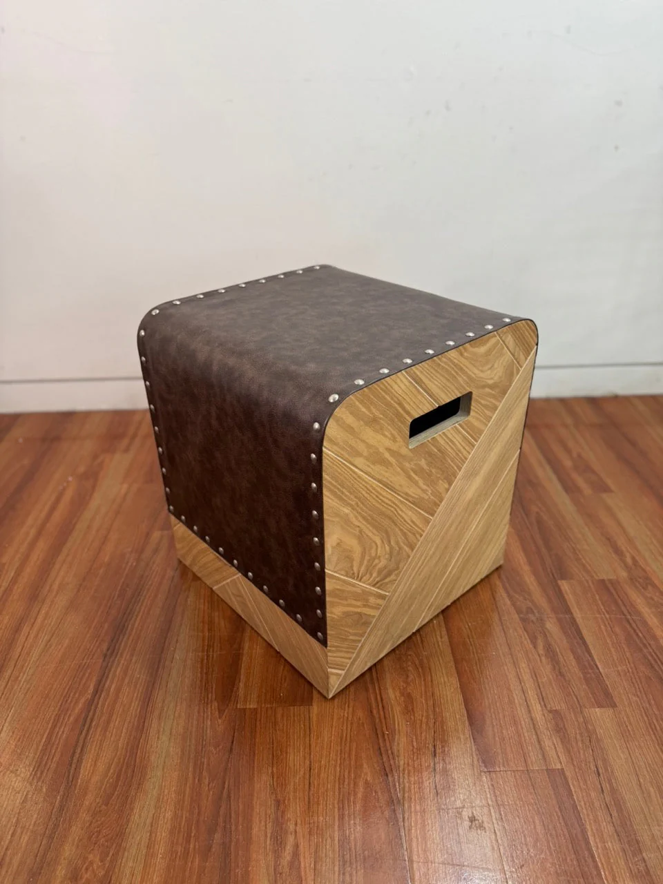 Wooden bespoke stools with stud detail - Image 6