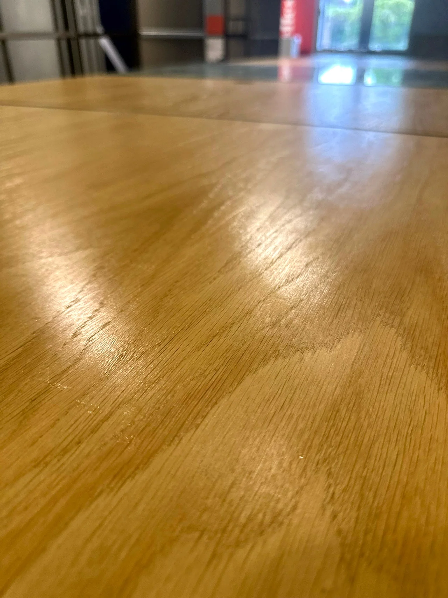 Long Plywood and steel table with display section - Image 3