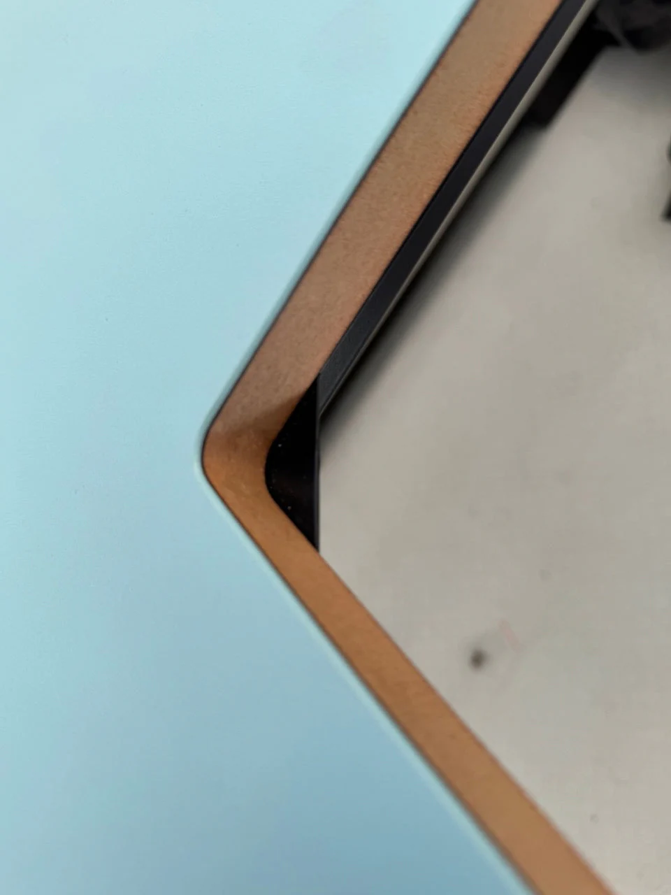 Work Desks, plywood, duck egg laminate top surface, metal legs - Set of 8 - Image 3